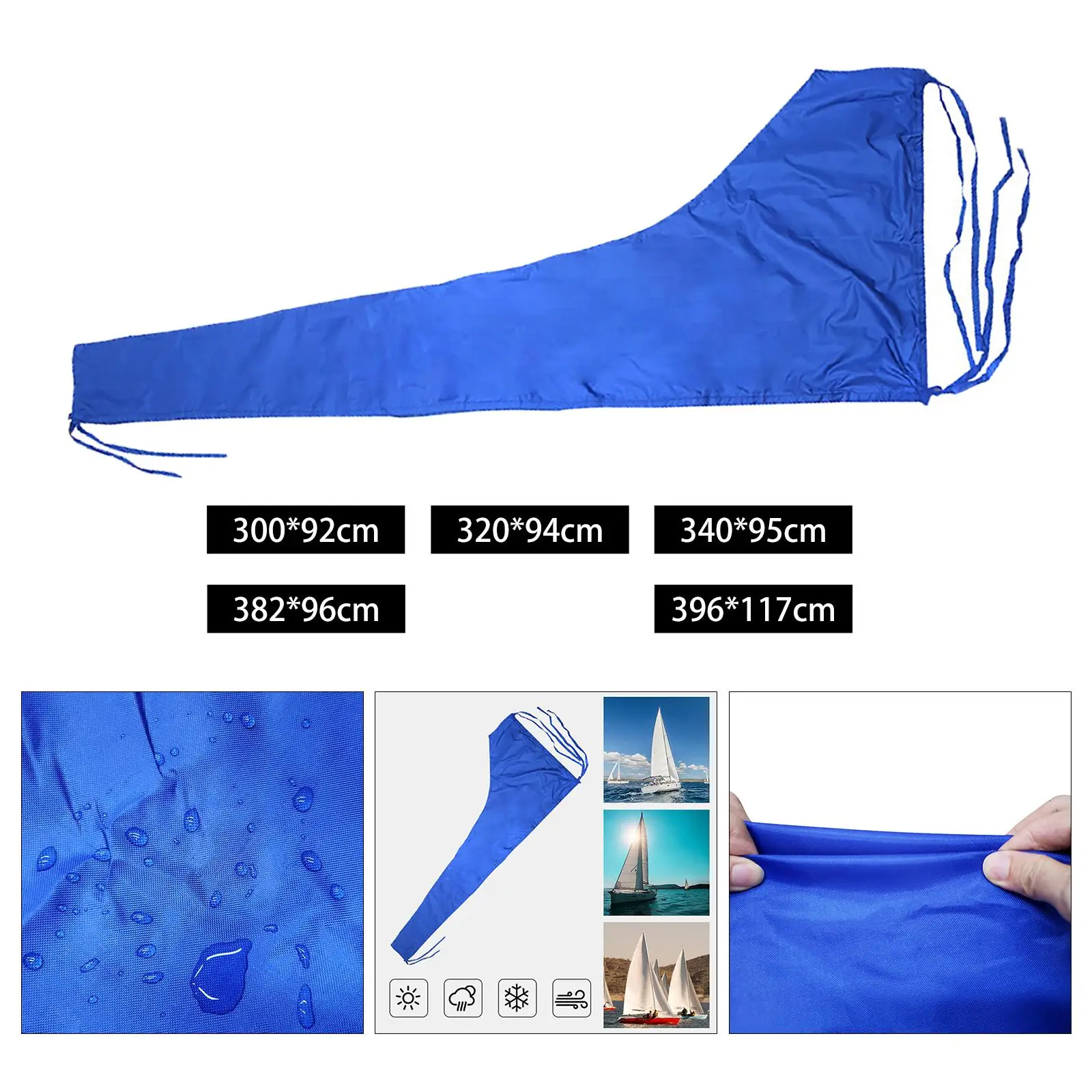 600D Mainsail Boom Cover Windproof Anti Scratch Boat Cover Sail For All Seasons Thickened Cloth Boat Accessories Blue