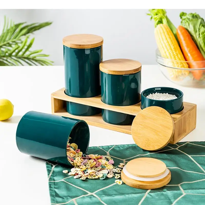 Creative Ceramic Storage Jar Tea Coffee Tank with Lid Sealed Jar Household Kitchen Dried Fruit Nut Storage Tanks Snack Candy Can