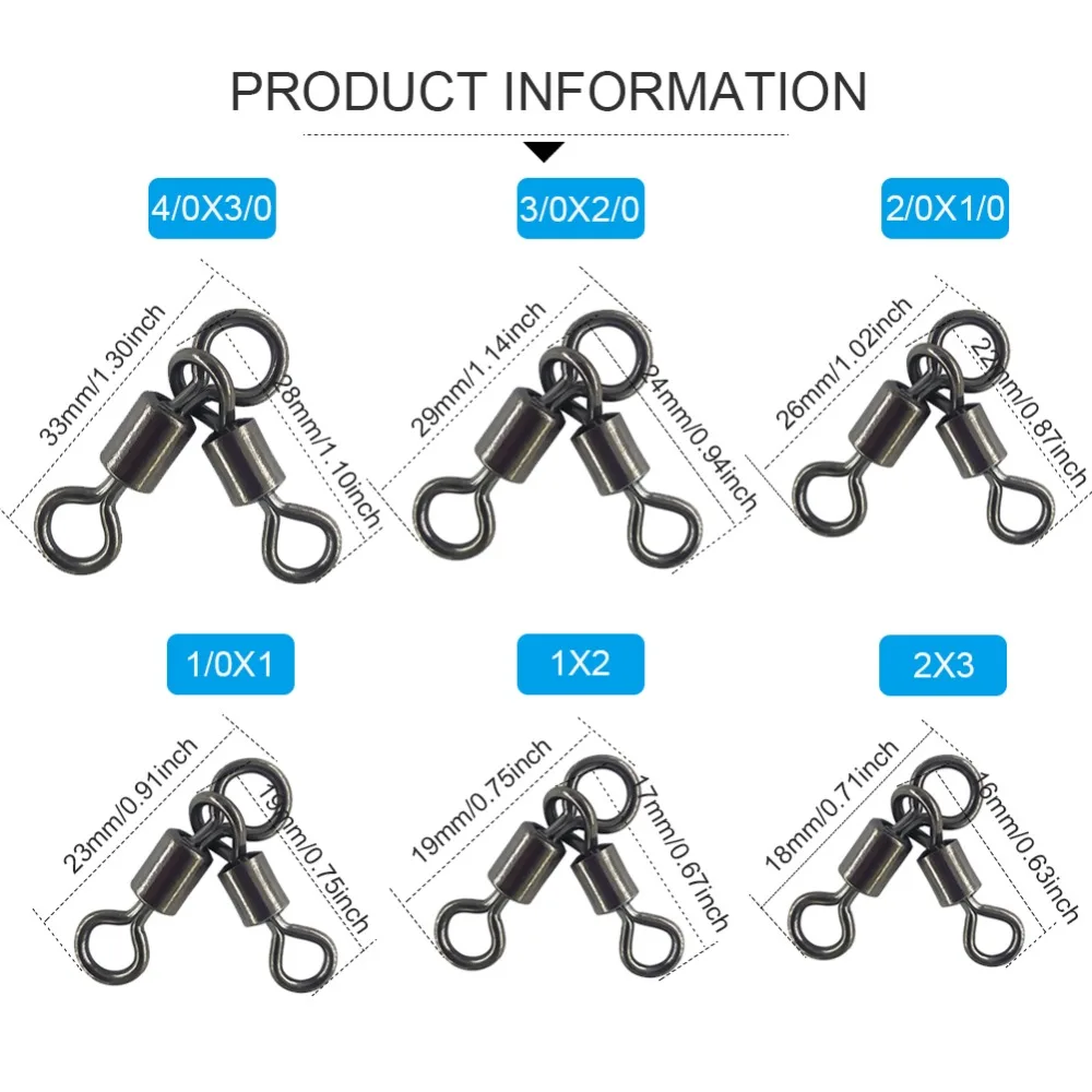 THKFISH Fishing Swivels 360 rotation 3 Way Crossline Swivel Heavy Duty Tackle Accessories