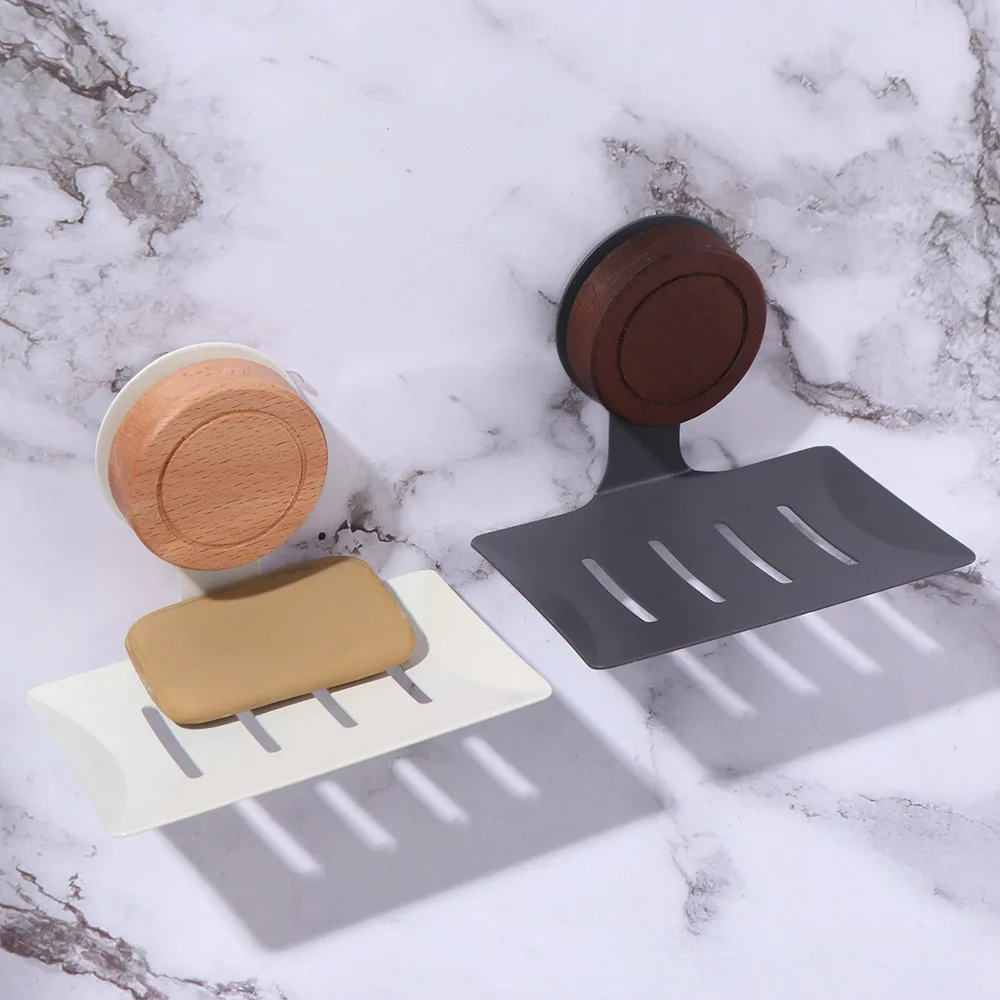 1/2pcs Suction Cup Self-draining Soap Box Punch-free Plastic Shower Soap Holder Wall Hanging Drying Rack Sponge Container Toilet