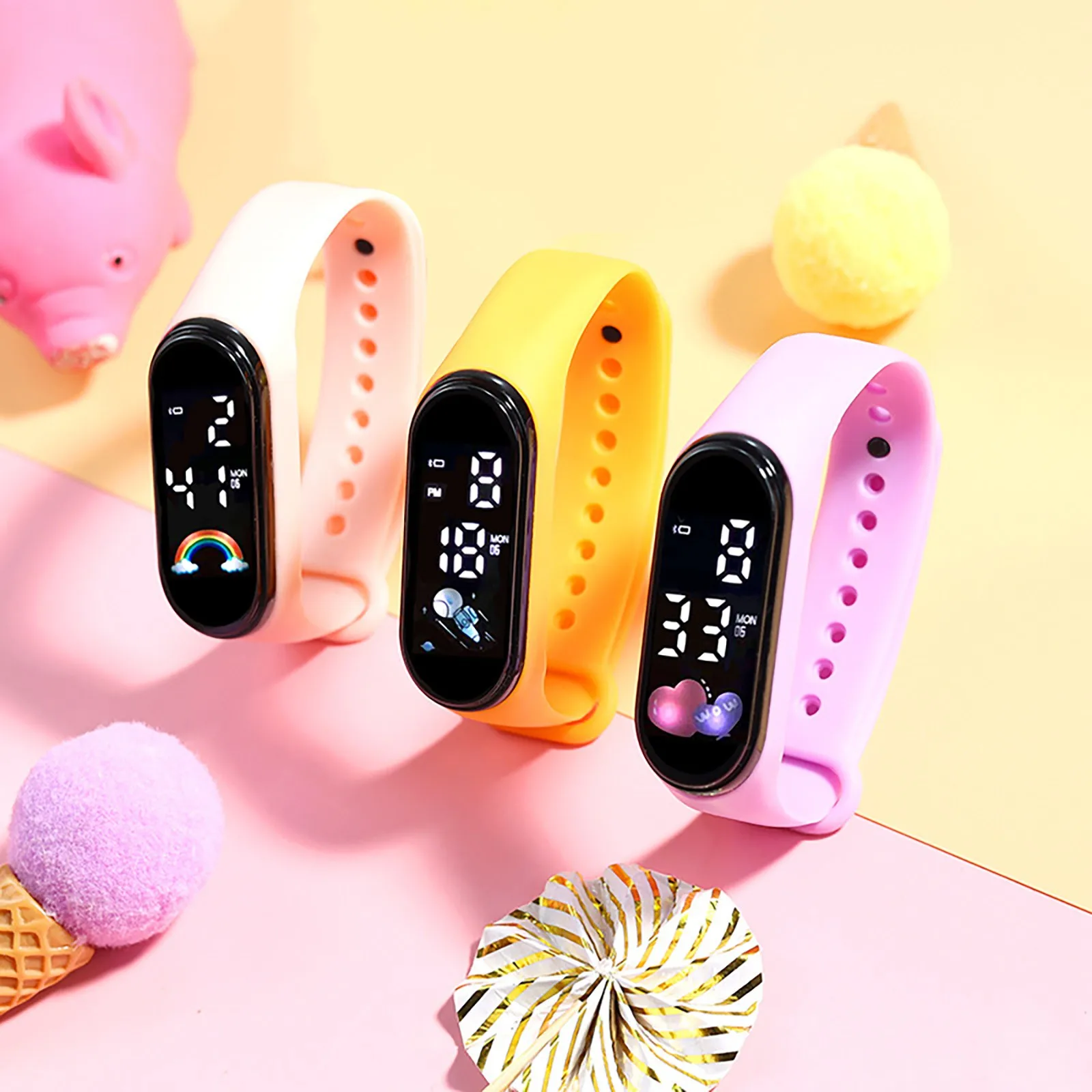 Kids Wrist Watch Outdoor LED Clock Number Display Outdoor Sports Digital Wristband Girls Boys Sport Bracelet Wristband Watch 6