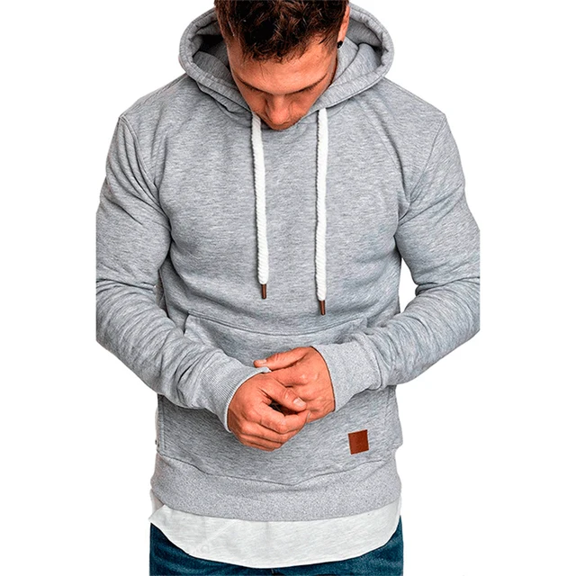 Autumn and Winter Men's Fashion Hoodie Casual Sports Shirt Long Sleeve Pullover Solid Simple Long Sleeve T-shirt Men's Top