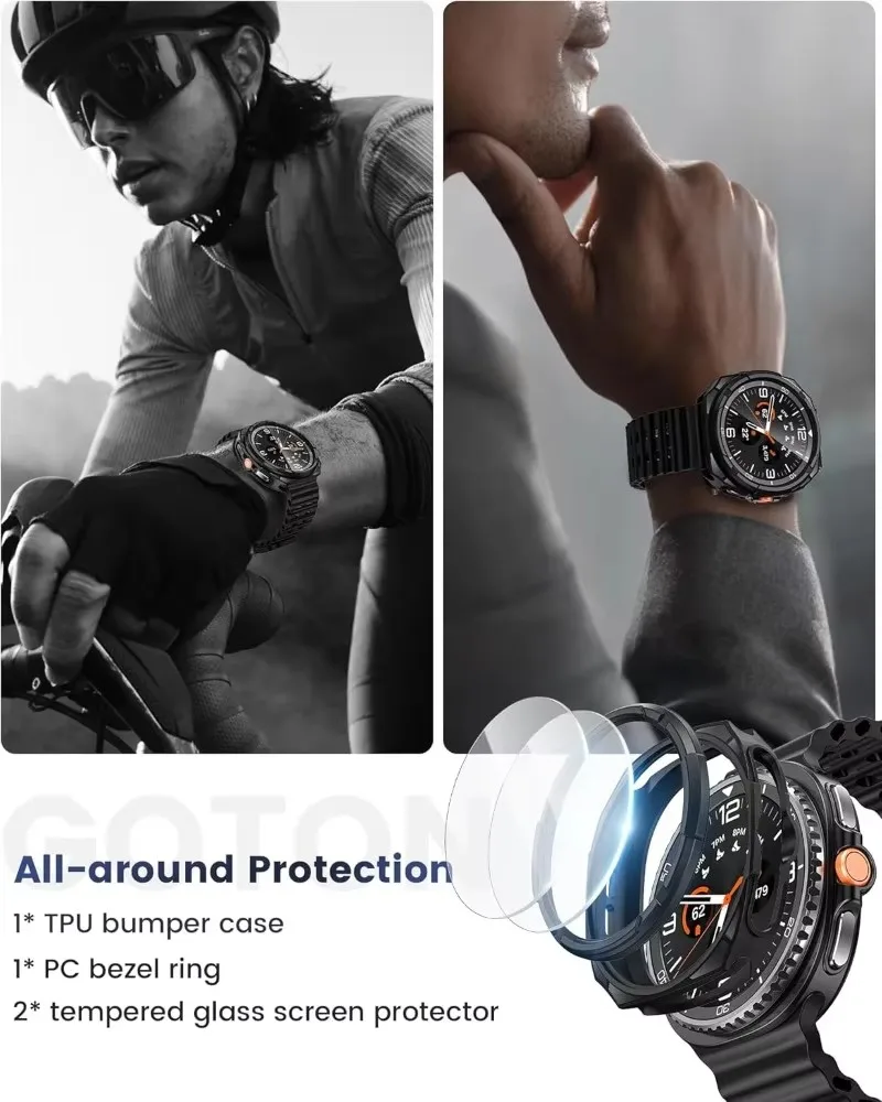 삼성 갤럭시 워치 8 클래식 46mm TPU 보호 범퍼 워치 8 클래식 액세서리용 3 in 1 커버+강화유리+베젤 링
