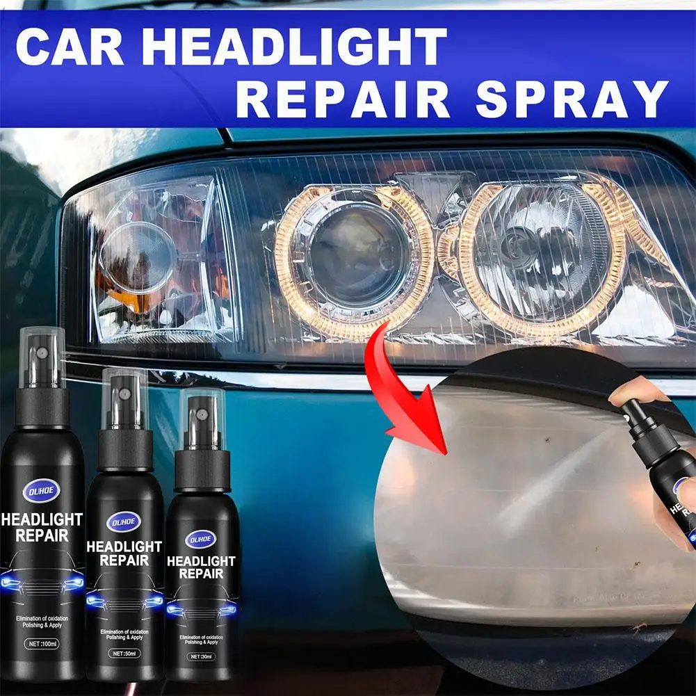 

Car Headlight Repair Spray Auto Light Cover Scratches Refurbished Maintenance Polishing Headlights Sponge with Agent Kit Cl J3L0
