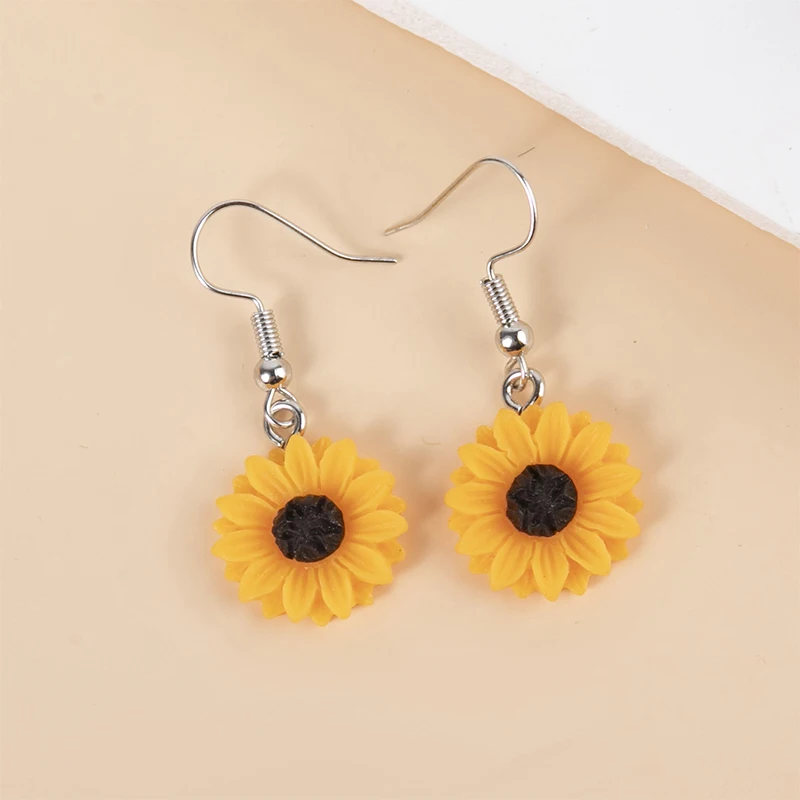 Resin Daisy Chrysanthemum SunFlower Drop Earrings 1pair Multi-szie DangleEarrings Pendant For DIY Jewelry Gifts