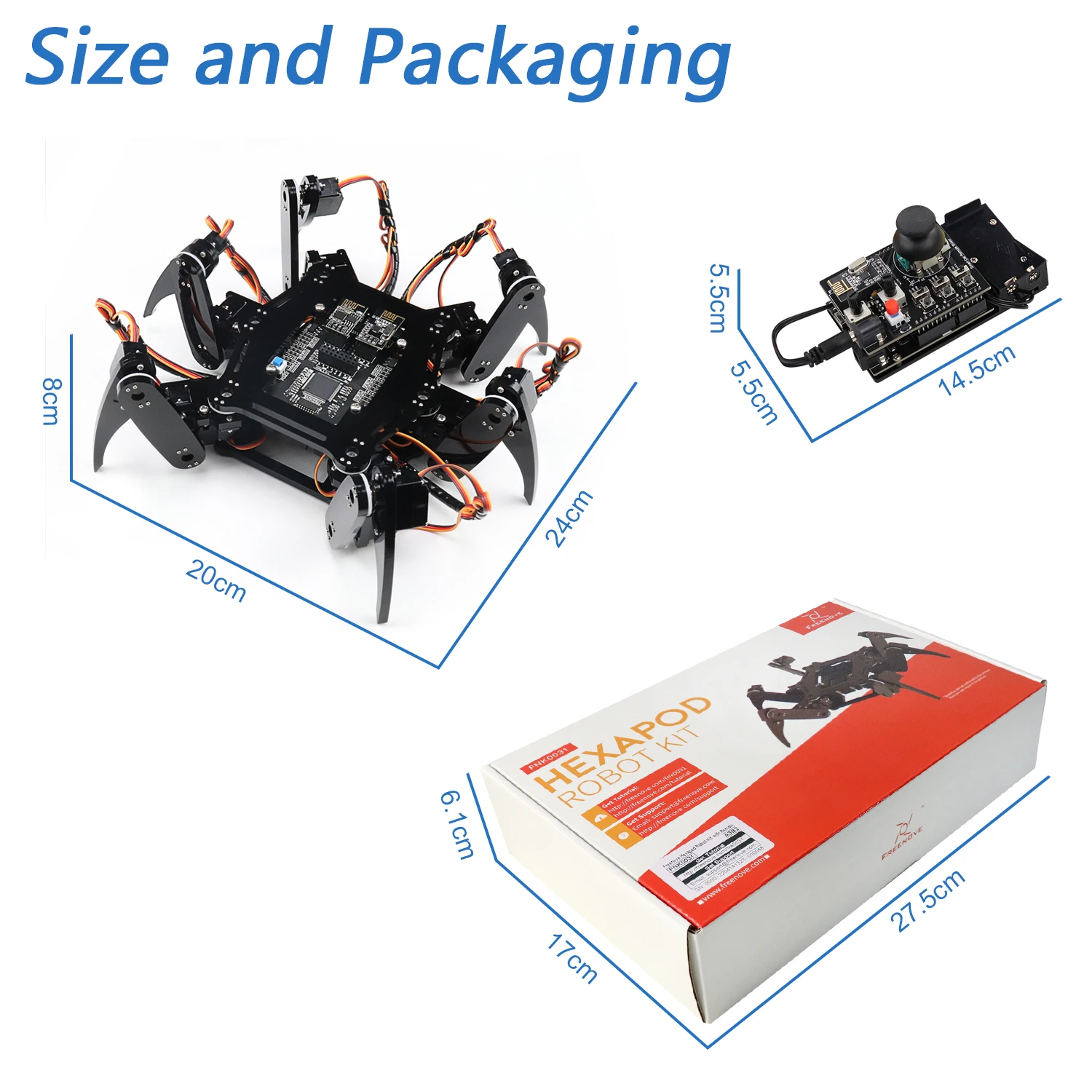 Arduino용 Freenove Hexapod 로봇 키트, 걷기 크롤링 비틀기, 앱 원격 제어, 서보 STEM 프로젝트