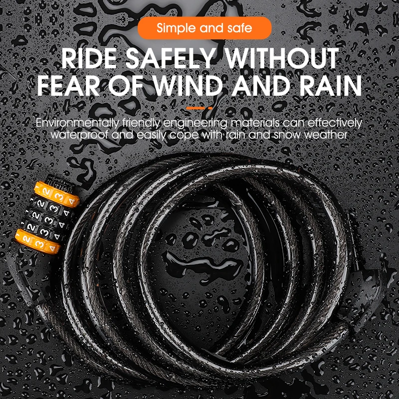 WEST BIKING 2M Lengthen Bike Password Lock Anti Theft MTB Road Bicycle Cable Lock Electric Bike Motorcycle Cycling Accessories