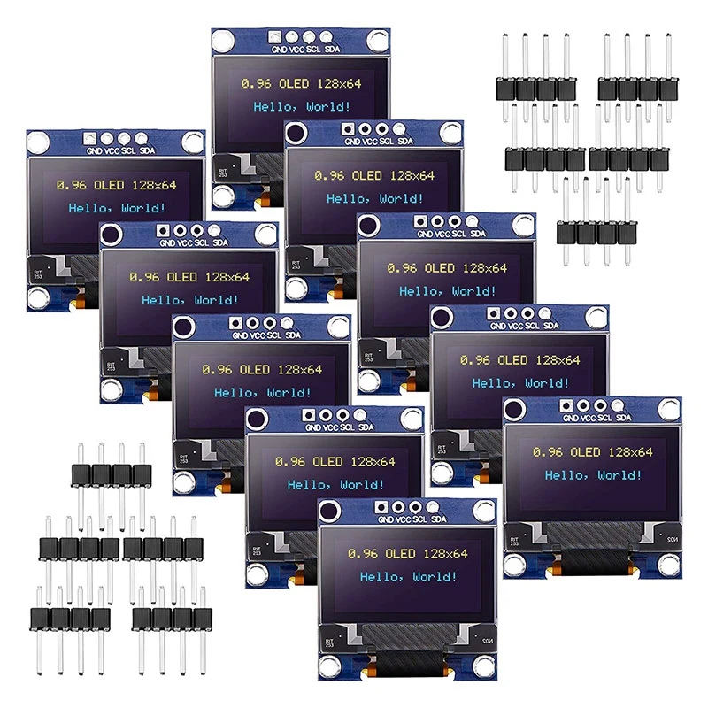 

Модуль OLED SSD1306, 10 шт., 0,96 дюйма, драйвер IIC I2C, последовательная самосветящаяся Плата дисплея для Arduino Raspberry PI