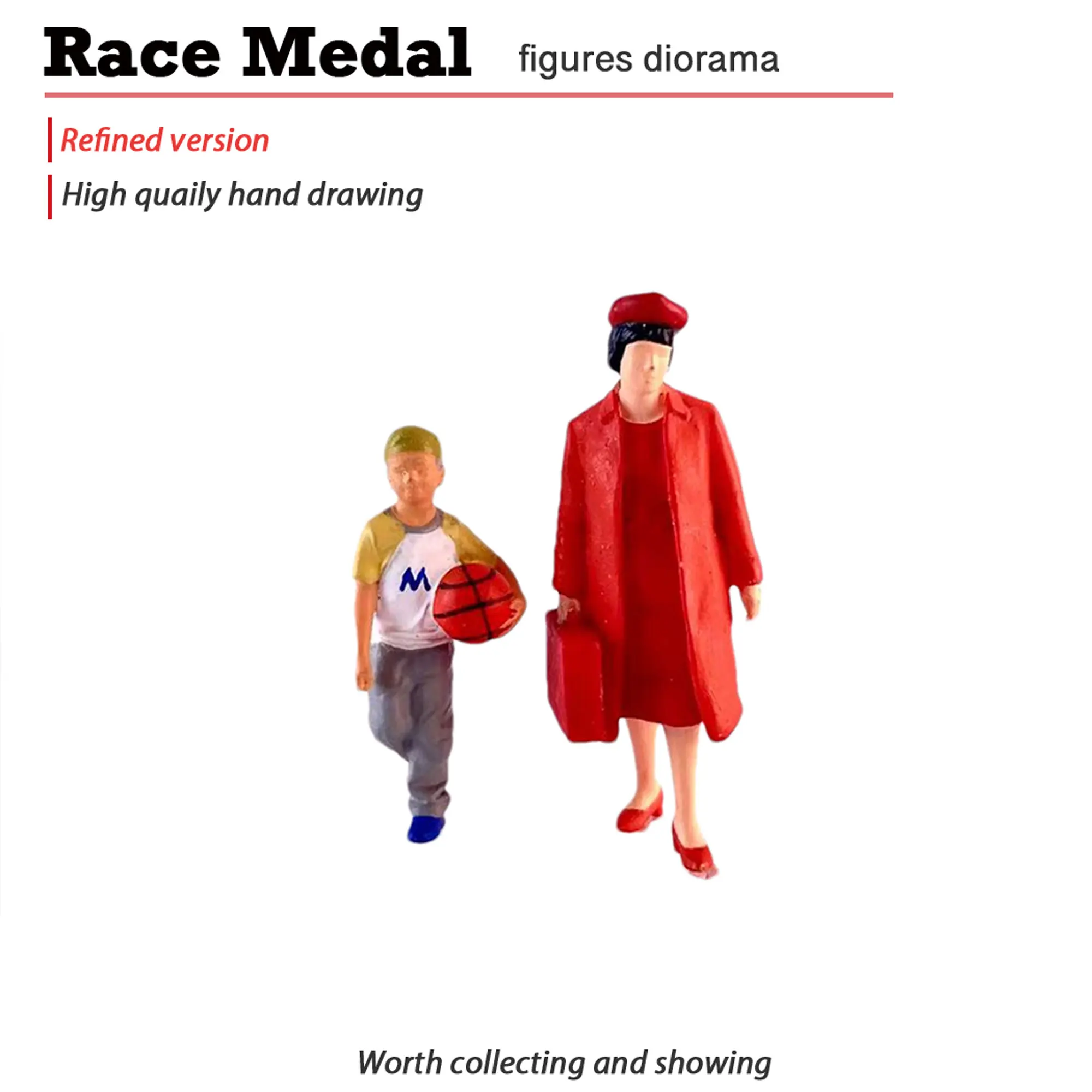 

1/64 Model Queen Holding Ball Boy Boy Child Mini toy Sandtable model miniature resin model simulation figure