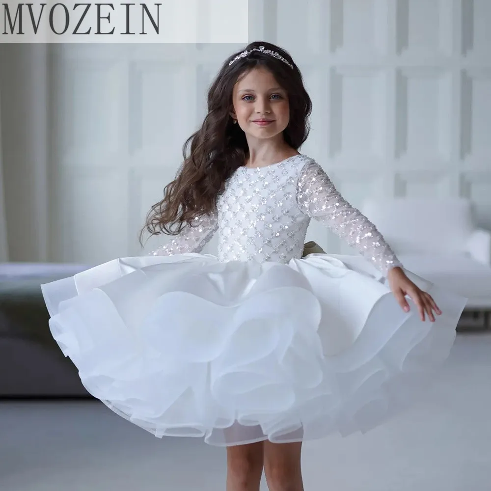 

Ivory Beading Flower Girl Dresses Sparkly Princess Dress Elegant Wedding Party Dress Cute Baby Girl Dress First Communion Dress