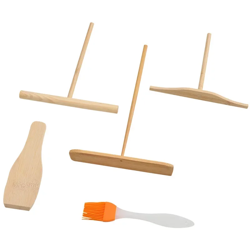 T-Shaped Pancake Utensils Wooden Pancake Shelf Spreader Stick Non-Stick  Spreading Pie Pancake Tools Restaurant Home Kitchen