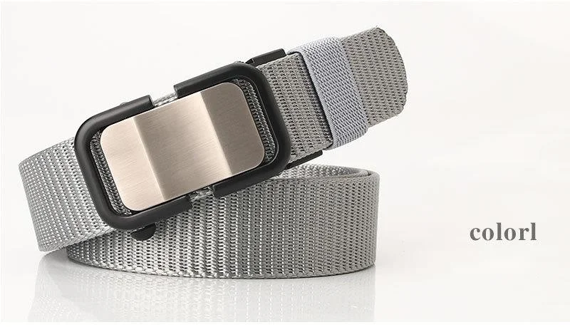 New Nylon Belt with Toothless Automatic Buckle for Men's Casual Versatile Belt, Unisex and Youth Fashion Style_voghion.com