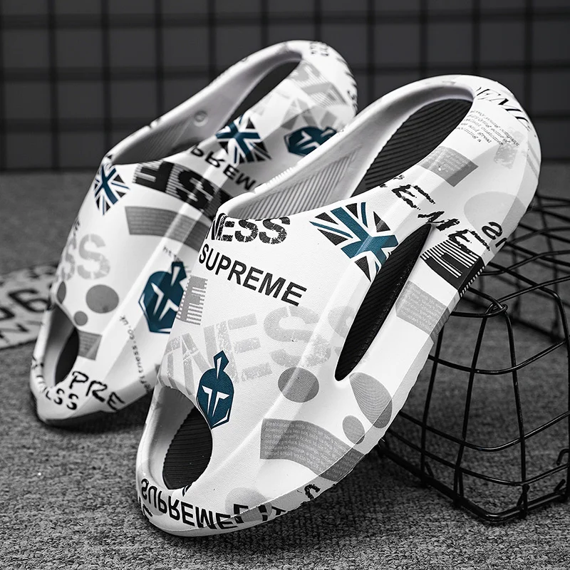 Pantoufles antidérapantes pour hommes Glissades confortables en mousse souple avec pantoufle à semelle épaisse pour l'intérieur et l'extérieur_voghion.com