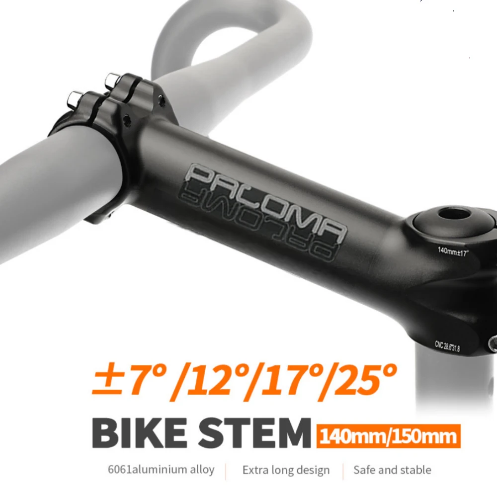 Paloma CNC Bicycle Extended Long Stem 7/12/17/25Degree 140/150MM