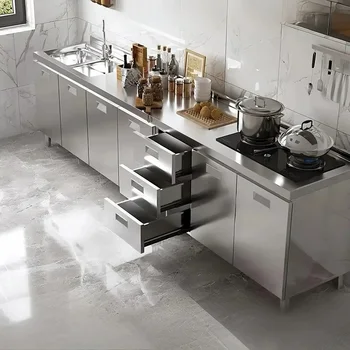 ตู้ครัวสแตนเลส 304 แบบโมดูล ติดตั้งฟรี ปราศจากฟอร์มาลดีไฮด์ สำหรับครัวเรือนขนาดเล็ก 1