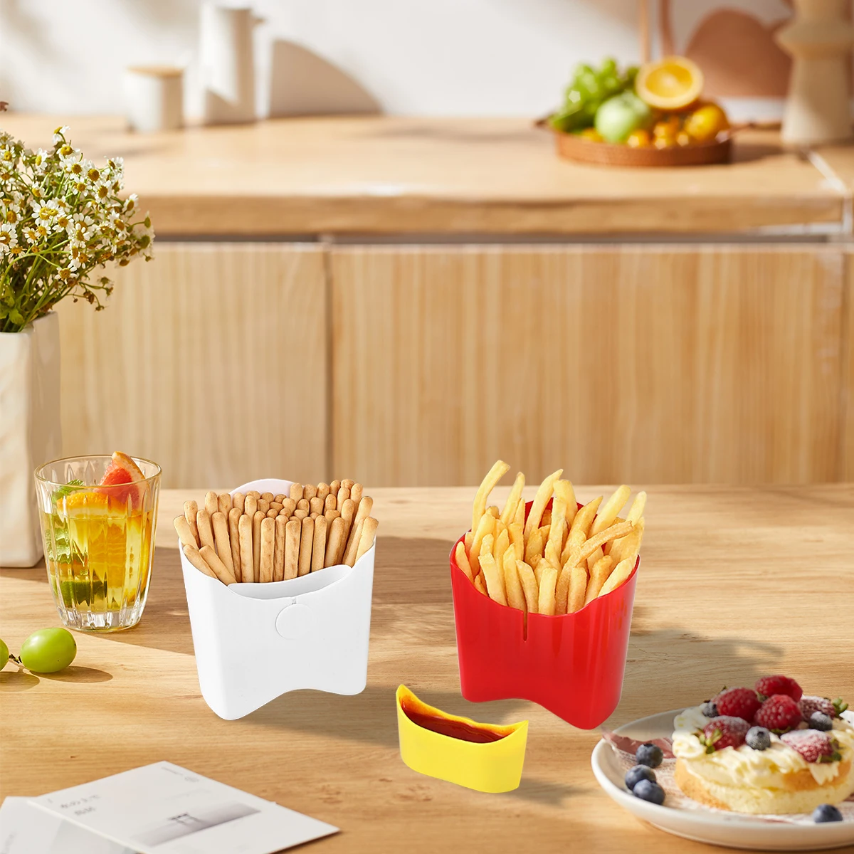 Popular Plastic French Fry Box reusable Removable French Fries Holder Food-Grade Storage Containers Square Snack Holder Camping 4