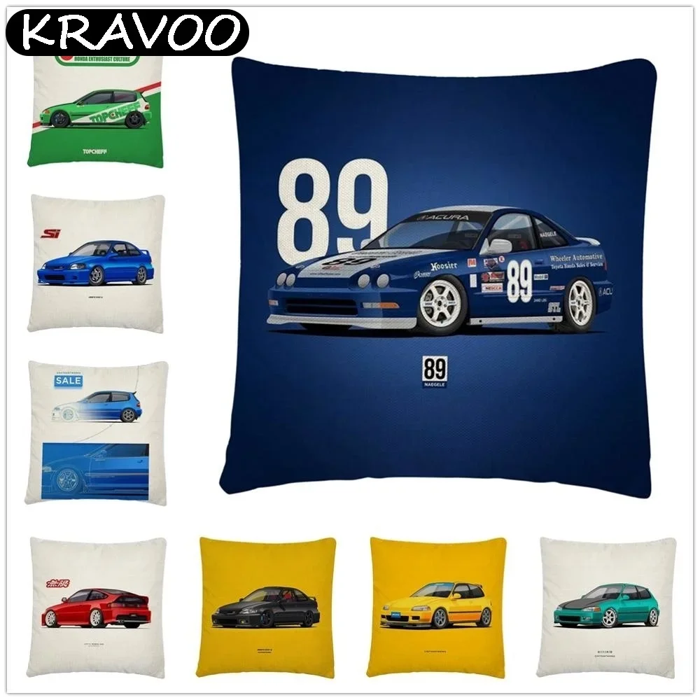 

Classic Car Models Cartoon Pattern Linen Cushion Cover Pillow Case Home Sofa Car Decor Pillowcase 45X45cm Funda Cojín Cojines