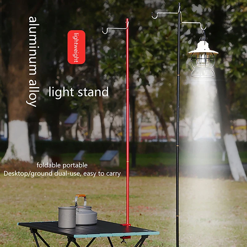 

Detachable Aluminum Alloy Camping Lantern Lamp Hanger Portable Ultralight Light Holder Outdoor Table Hanging Fixing Stand Set