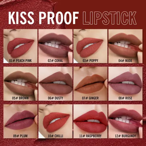 IMAGIC Lipstick Matte Long Lasting  No-stick Lipstick Waterproof Makeup Lip Stick Smudge-free Classic Highly Pigmented Lip Tint - Image 4