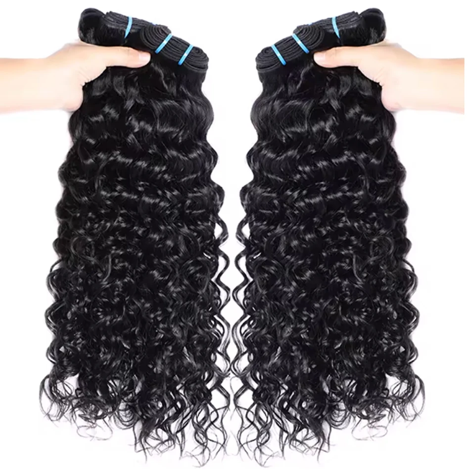 Extensioni di capelli umani vergini malese Water Wave per donna, ondulate e bagnate, 1/3/4 pezzi, capelli grezzi non trattati - immagine 3
