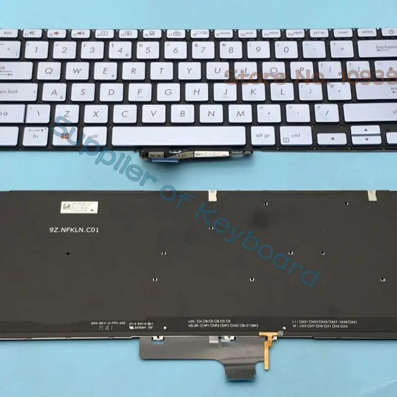 Teclado Prateado para Asus Zenbook 14 Ux431 Ux431fl Ux431flc Ux431fa Ux431fn Ux431da S431 S431f S43fa S431fl Eua Reino Unido Francês Novo - Imagem 3