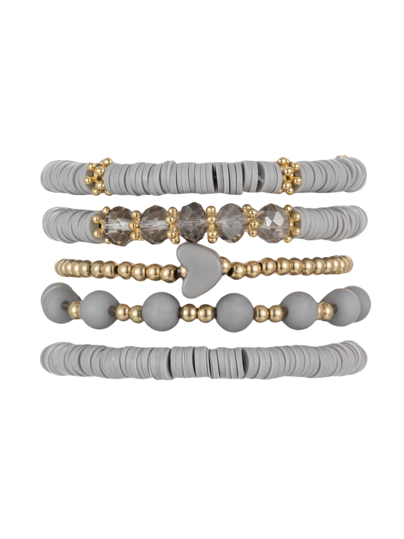 Minimalist Grey Soft Ceramic Elastic Womens Bracelet Set