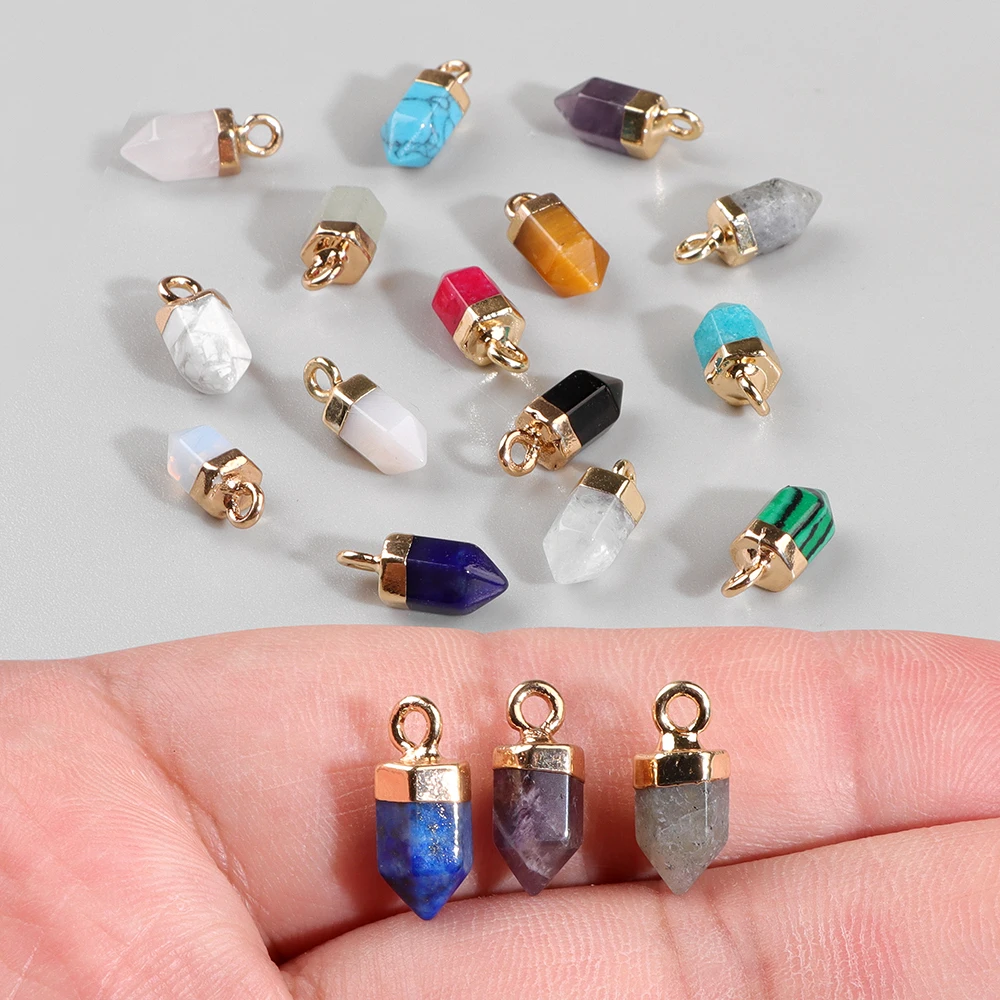 5pcs/lot Natural Bullet Shape Stone Pendant Amethysts