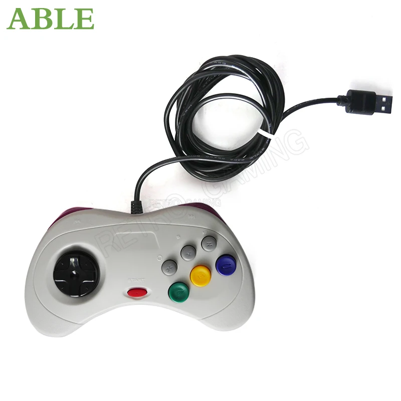 Sega Saturn Controller Wired Gamepad 6 Buttons ajazz gti 5000dpi 3 9 buttons mice adjustable lighting effects optical usb wired mouse optical gaming mouse gray