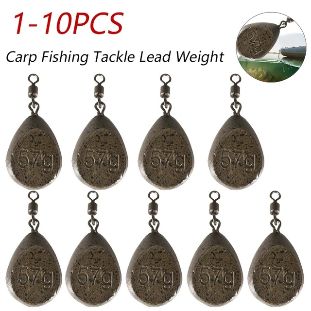 10Pcs Carp Fishing Weights 2OZ Coating Pear Flat Sinker Weight
