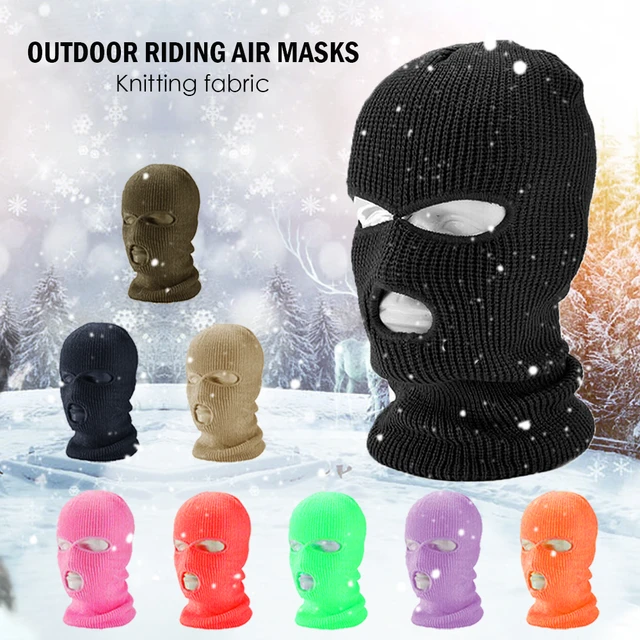 Máscara de esquí de punto de 3 agujeros, pasamontañas de invierno, máscara  de cara completa de punto cálido para deportes al aire libre - AliExpress