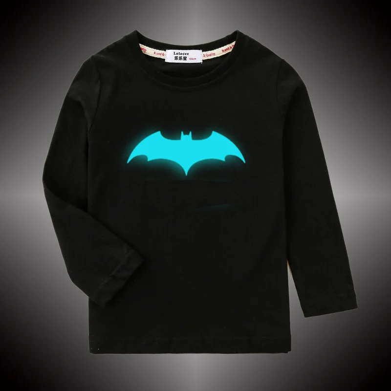 

Aimi Lakana Children Spring Autumn Clothing Bat Glow T-shirt Boys Long Sleeve Shirt O-neck Printed Tops 3-14T