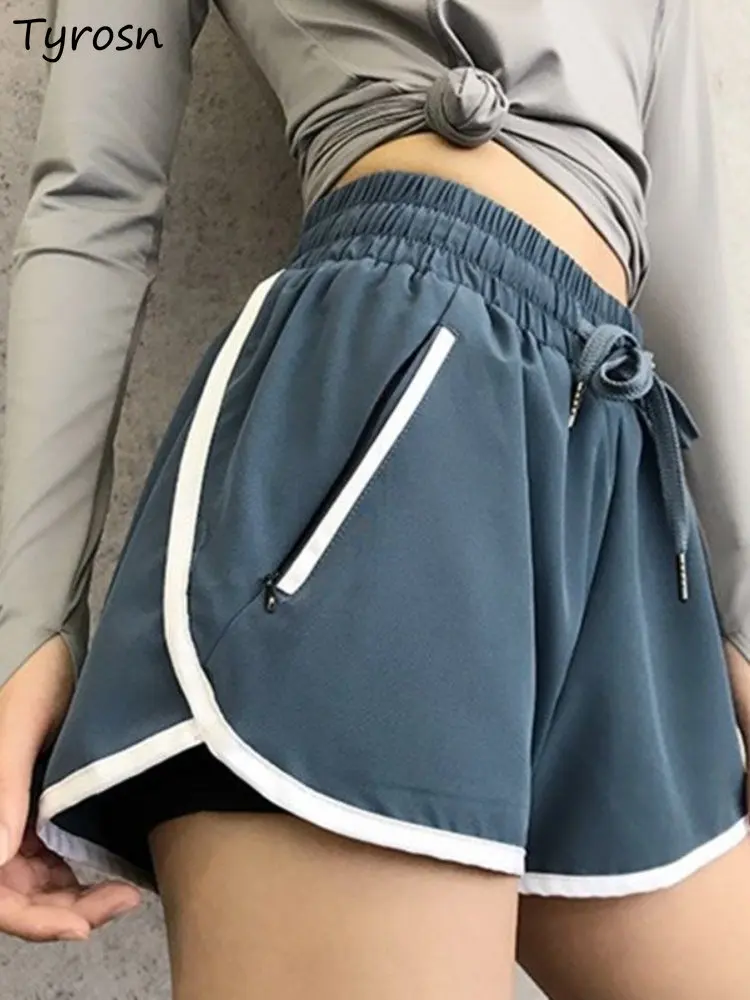 

Shorts Women Classic Sporty Retro Cozy Daily Summer Ulzzang Panelled Leisure Simple All-match Loose Basic Students Trendy Empire