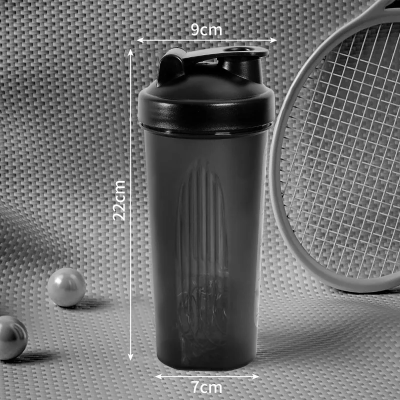 600ml shaker bottle Protein Powder Shaker Bottle Leak Proof Water Bottle for Gym Fitness Training Sport Shaker Mixing Cup with Scale Portable