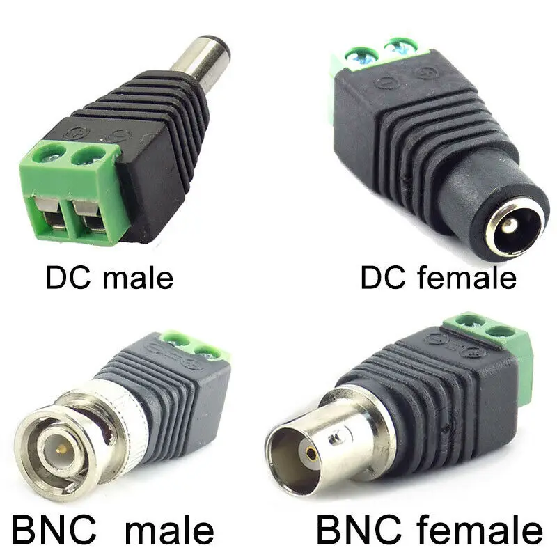 

2/5/10pcs 12V DC BNC Male female Connector Coax CAT5 Video Balun Adapter Plug for Led Strip Lights CCTV Camera Accessories D5