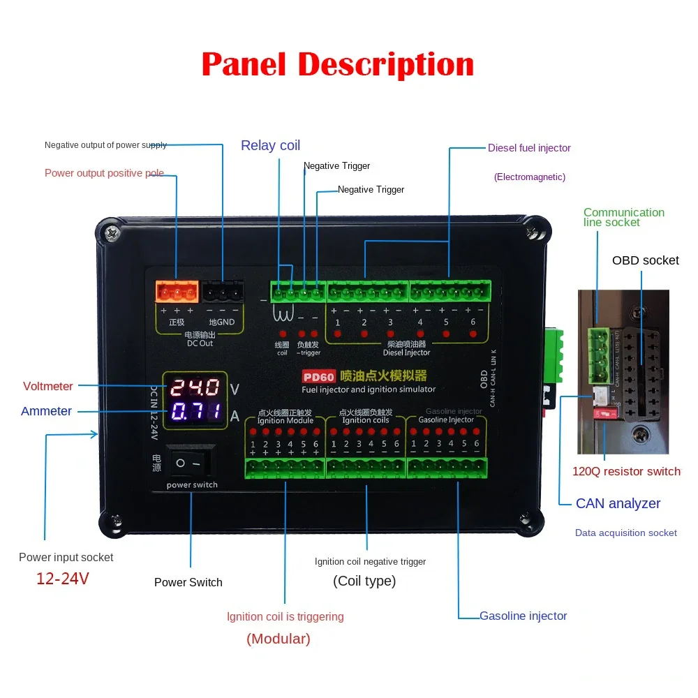 Fuel Injection Ignition Simulator PD60 ECU Maintenance Platform Test Equipment Tool For Gasoline Diesel Vehicle Computer Board car fuel injector tester