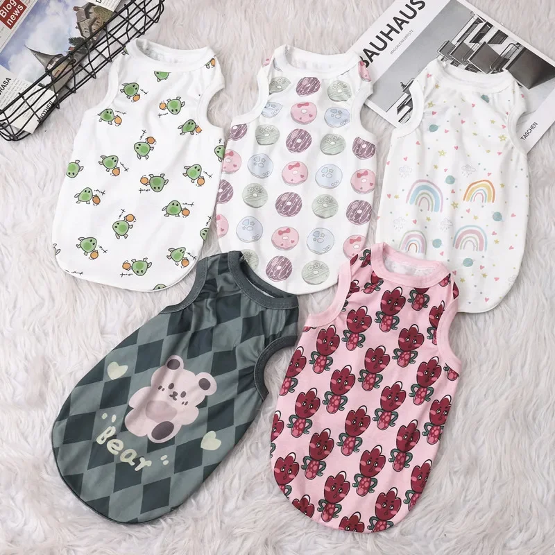 

Cartoon Small Dogs Vest Teddy Chihuahua Breathable Puppy Sleveless T-Shirt for Cat Dog Costume Summer Pet Dog Clothes