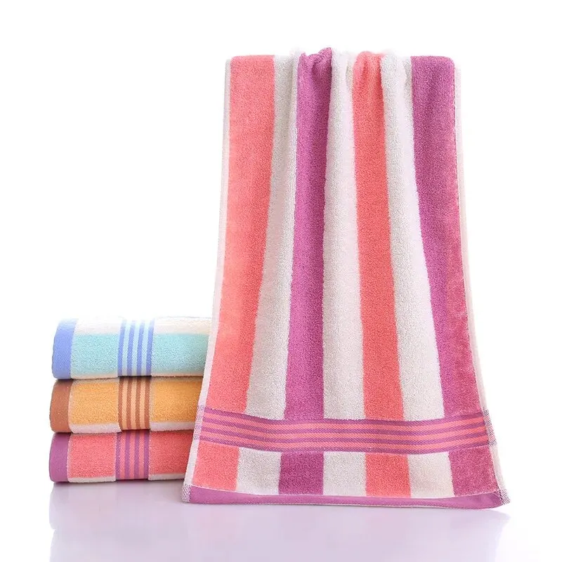 코튼 타올 다채로운 줄무늬, 두꺼운 타올, 빠른 흡수성, 부드럽고 빠른 건조, 얼굴 수건, 욕실, 호텔 여행 용품, 2 개  Best5