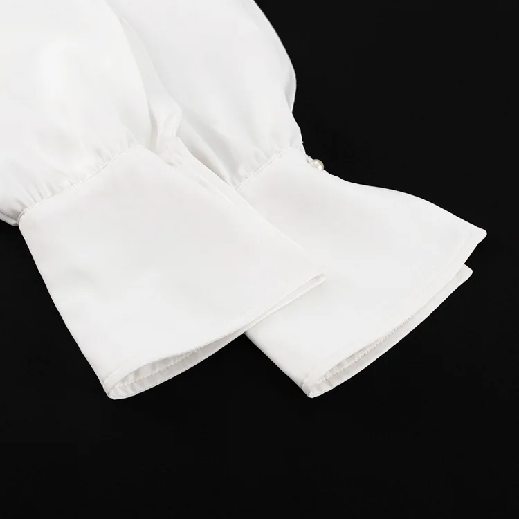 Blusa informal blanca con volantes para mujer, estilo patchwork, con hombros descubiertos, elegante, lisa, de cintura alta, estilo urbano, de verano
