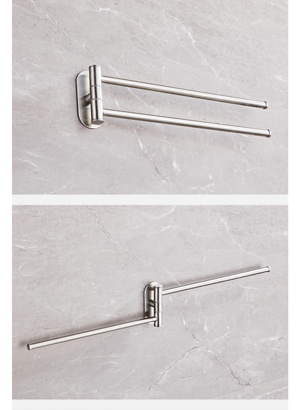 Поворотный держатель для полотенец нержавеющая сталь самоклейка 350х100х34 мм