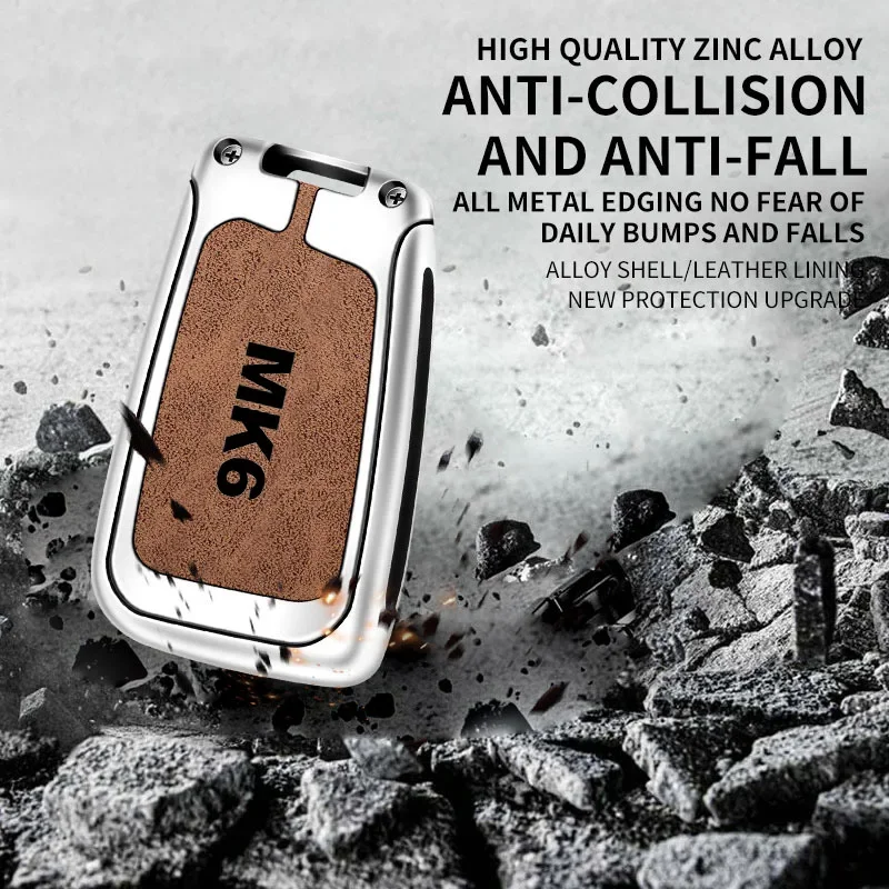 Auto TPU Zinc Alloy Key Case Bag For VW Volkswagen GOLF 6 MK6 Car Key Chain Car Metal Key Shell Interior Decoration Accessories 6
