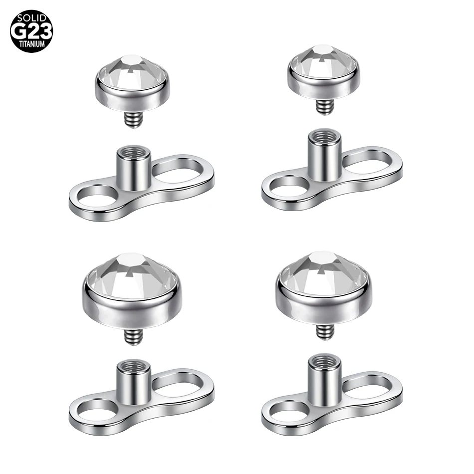 1Pc G23 Titanium Micro Dermal Anchor Base & Top Set Skinner Diver Cz Crystal Head Impianti Nascondi Nella Pelle Piercing Gioielli Per Il Corpo