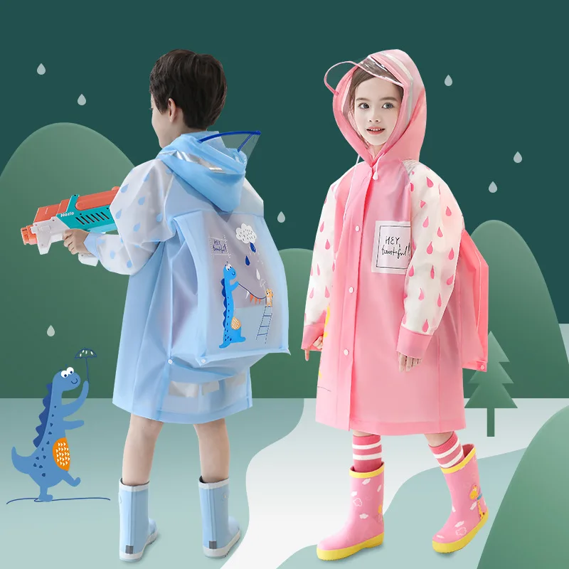 

Cute Kids Raincoat Wateproof Children Dinosaur Unicorn Rain Poncho Rain Coat Jacket With Backpack Position Student RainWear