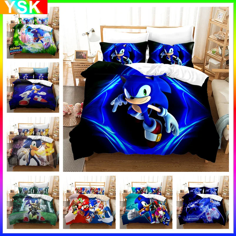Sonicthreepiecequiltcover3DdigitalprintedsheetsEuropeanand