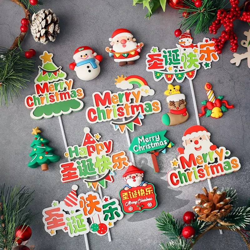

Испечь рождественские украшения двойная карта мягкий клей MerryChristmas Санта платье десерт вставка