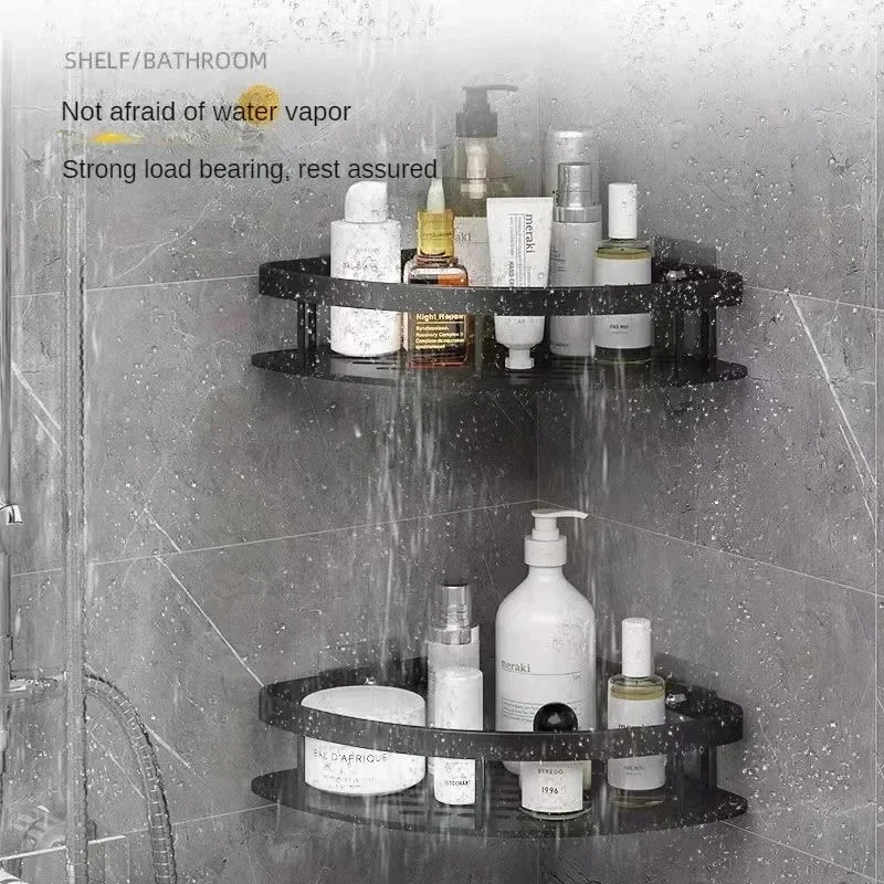 Storage Organizer Shower Shelf Bathroom Shelf Aluminum Alloy Shampoo Rack Makeup Bathroom Accessories No Drill Wall Corner Shelf 5