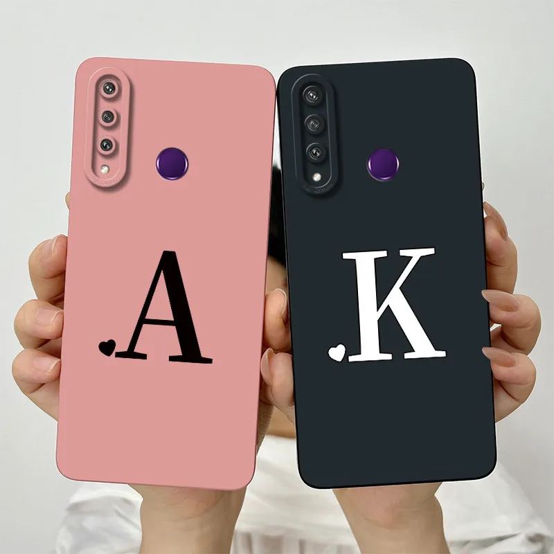 Cute Initial Letters Square Phone Case - Shockproof Back Cover
