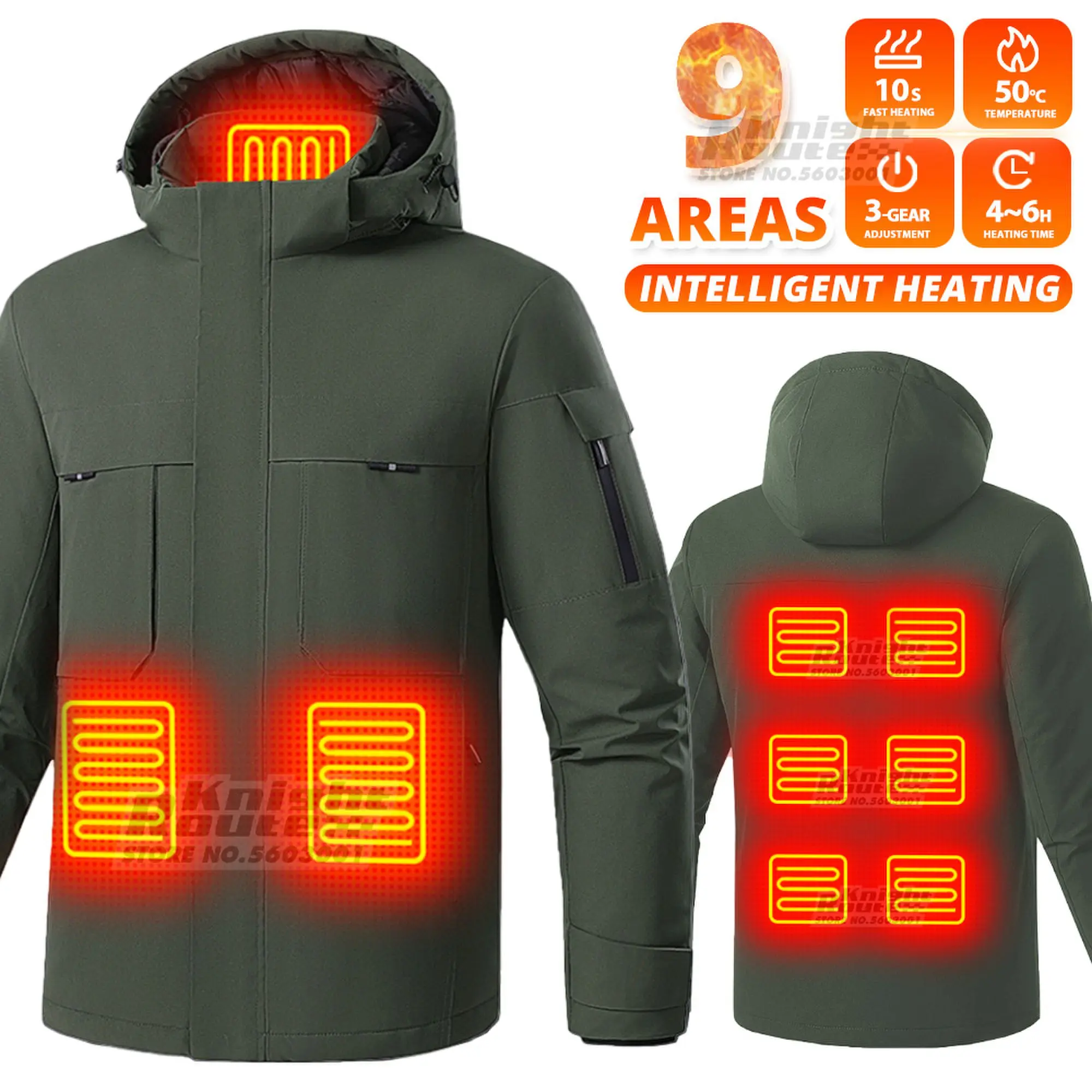 

9Areas Heating Jackets USB Heating Jacket men's Women's Snowboard jackets Warm Ski Heating Jackets Camping Fishing Outdoor New