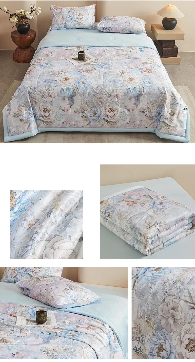 1pc Skin-friendly Quilts Soft Duvet Single/Double/Queen Size Comforter Quilted Blanket Home Bedspread 여름이불 (No Pillowcase)