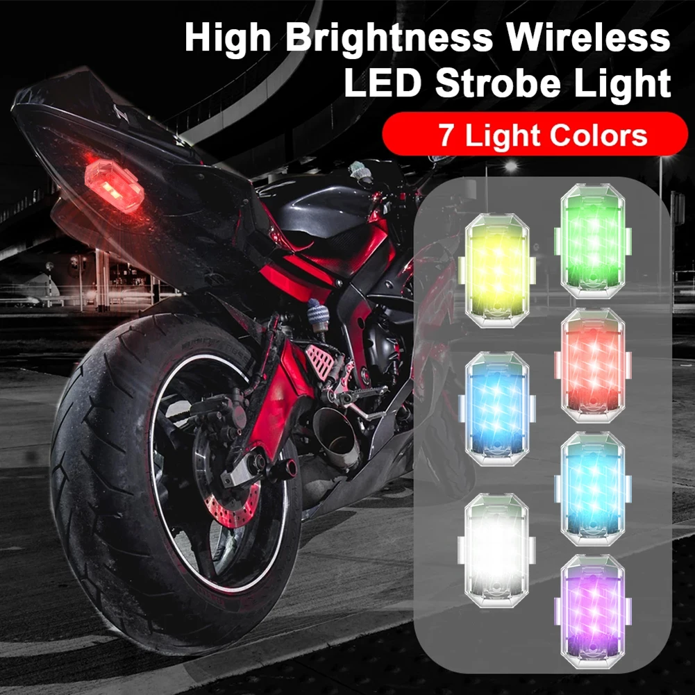 

Wireless Remote Control LED Strobe Light 7-Color USB Rechargeable Anti-Collision Warning Flashing Indicator for Car Motorcycle