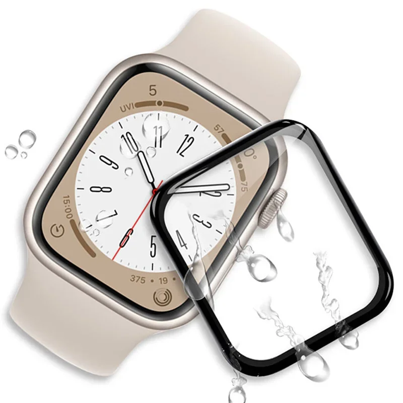 애플 워치 시리즈용 스크린 보호대, 부드러운 유리, 9D HD 풀 필름, iWatch 6, 5, 3, se, 44mm, 40mm, 42, 38mm 액세서리, 9, 8, 7, 45mm, 41mm